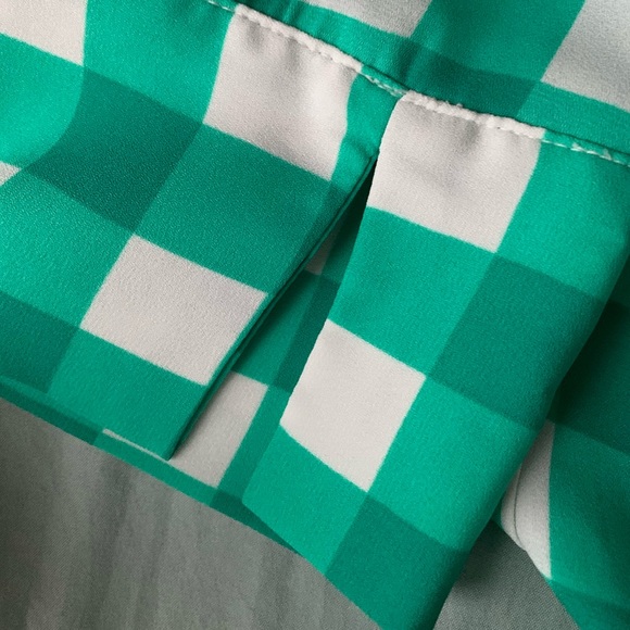 BANANA REPUBLIC BLOUSE GREEN PLAID TOP 3/4 SLEEVES SZ SMALL - Picture 6 of 7